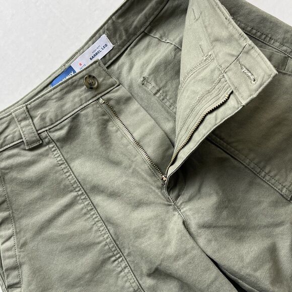 Old Navy High Waisted Barrel Leg Ankle Pants Canvas Size 4 Petite Stone Wall - Picture 10 of 13